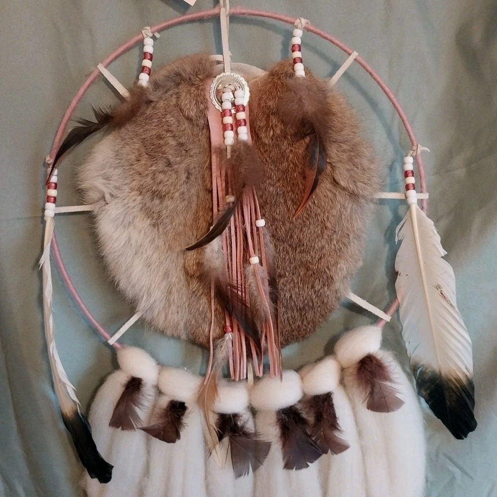 Dream Catcher Handmade Feathers Native American Mandella Shield Wall Hanging 28" - Picture 4 of 14